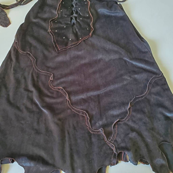 Vintage Ryan Keith Halloween Corset Lace Up Dress S/M Black Velour Halter Neck - Picture 9 of 12
